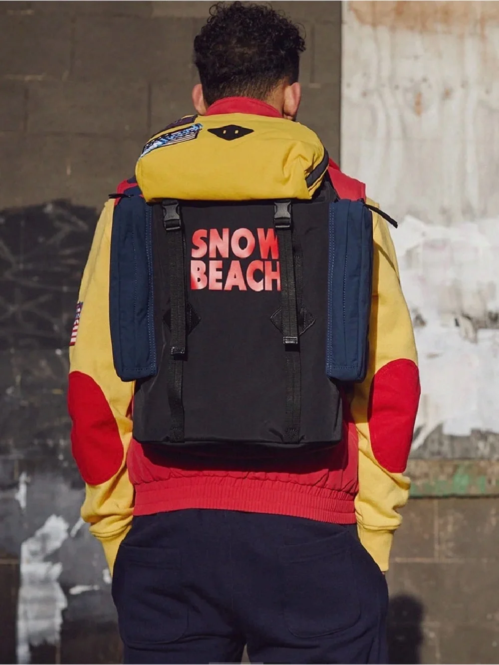 Polo by Ralph Lauren Black, Yellow & Navy 'Snow Beach' Backpack